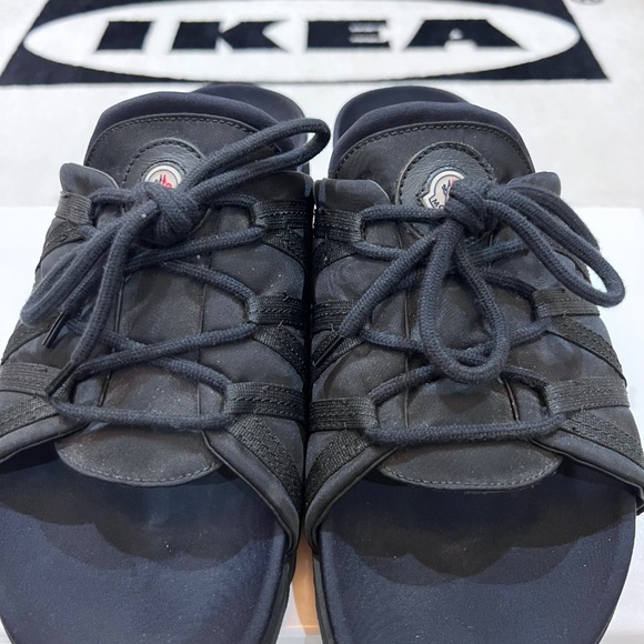 RARE! Moncler Lace Up Primaelo Slide Platform Sandal - Black - Picture 2 of 10